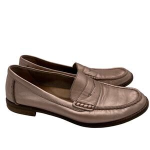Sperry Seaport Penny Loafers Rose Gold Chrome Flats Leather Girly Boat Shoes 9